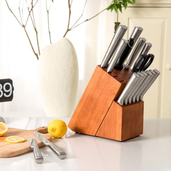 Balancing 9-Pieces 4116 Stainless Steel Knife Set with SS Handle with Acacia Knife Block