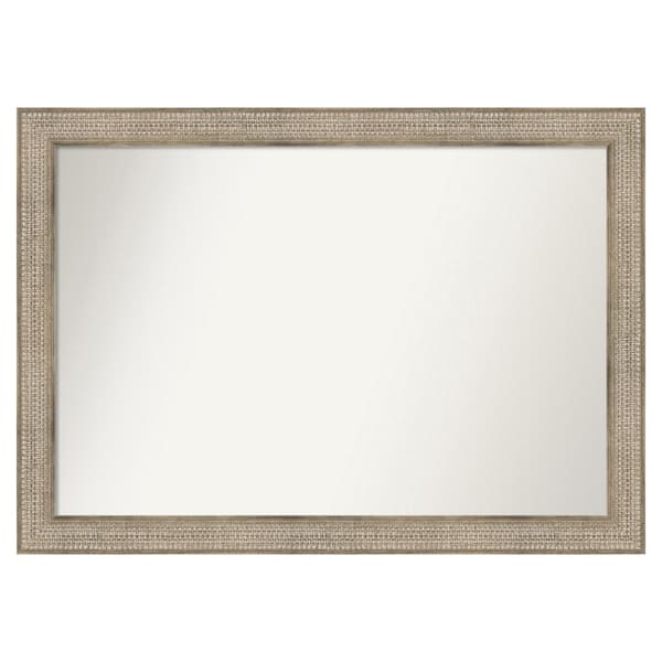 Amanti Art Trellis Silver 52 in. x 37 in. Custom Non-Beveled Wood Framed Bathroom Vanity Wall Mirror