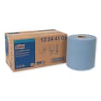 11 in. x 15.75 in. Blue Industrial Paper Cleaning Wipes, (4-Ply, 375 Wipes/Roll, 2 Roll/Carton)