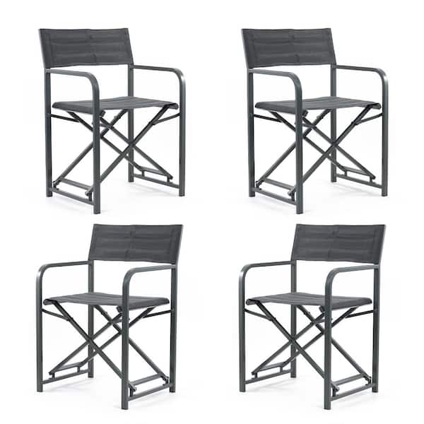 Aoodor 34 in. Outdoor Director's Chair, Folding Aluminum Frame 246 lbs. Capacity for Camping, Fishing and Picnic (4-Pack)