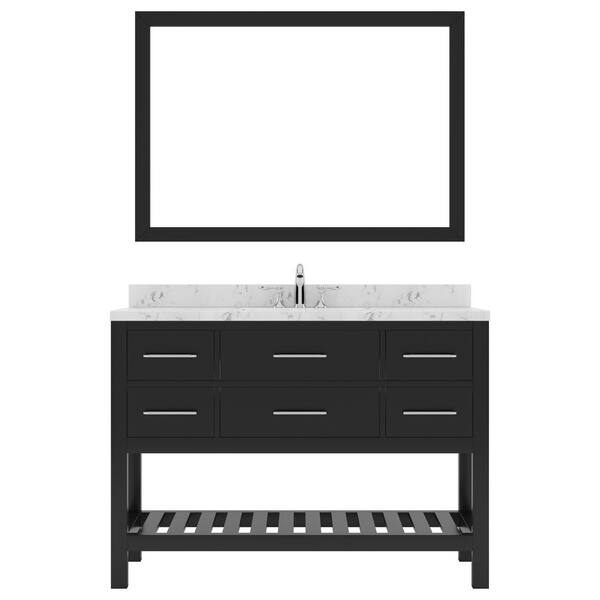 Virtu USA Caroline Estate 48 in. W x 22 in. D x 35 in. H Single Sink Bath Vanity in Espresso with Quartz Top and Mirror