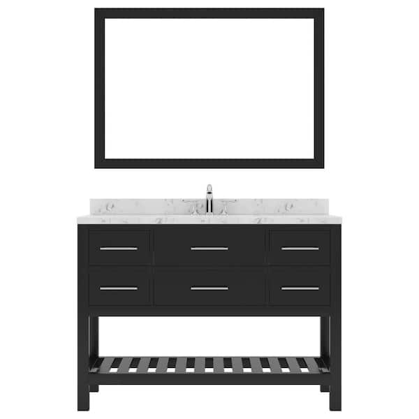 Virtu USA Caroline Estate 48 in. W x 22 in. D x 35 in. H Single Sink Bath Vanity in Espresso with Quartz Top and Mirror