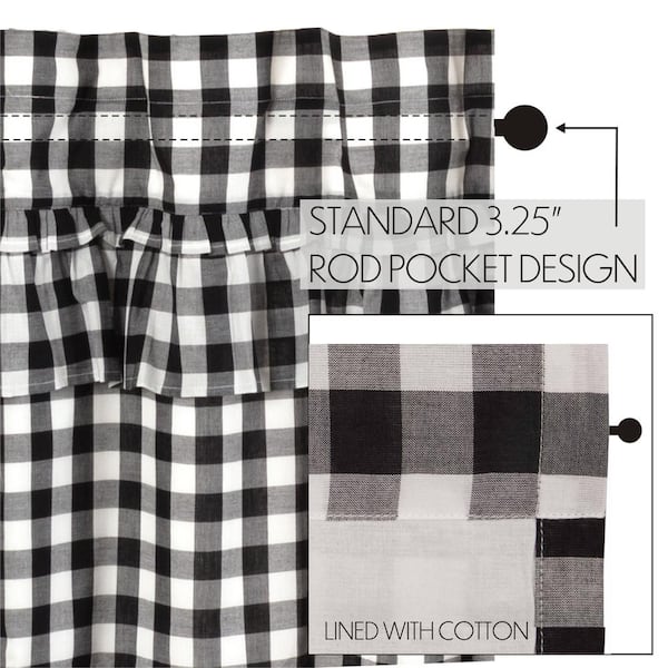 Farmhouse Kitchen Curtains Black And White Buffalo Plaid Tiers