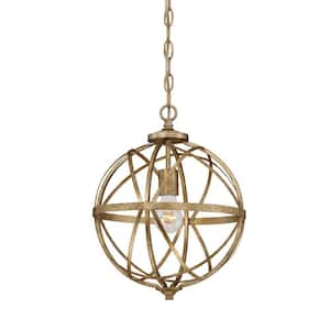 Lakewood Collection 1-Light Vintage Gold Sphere Pendant