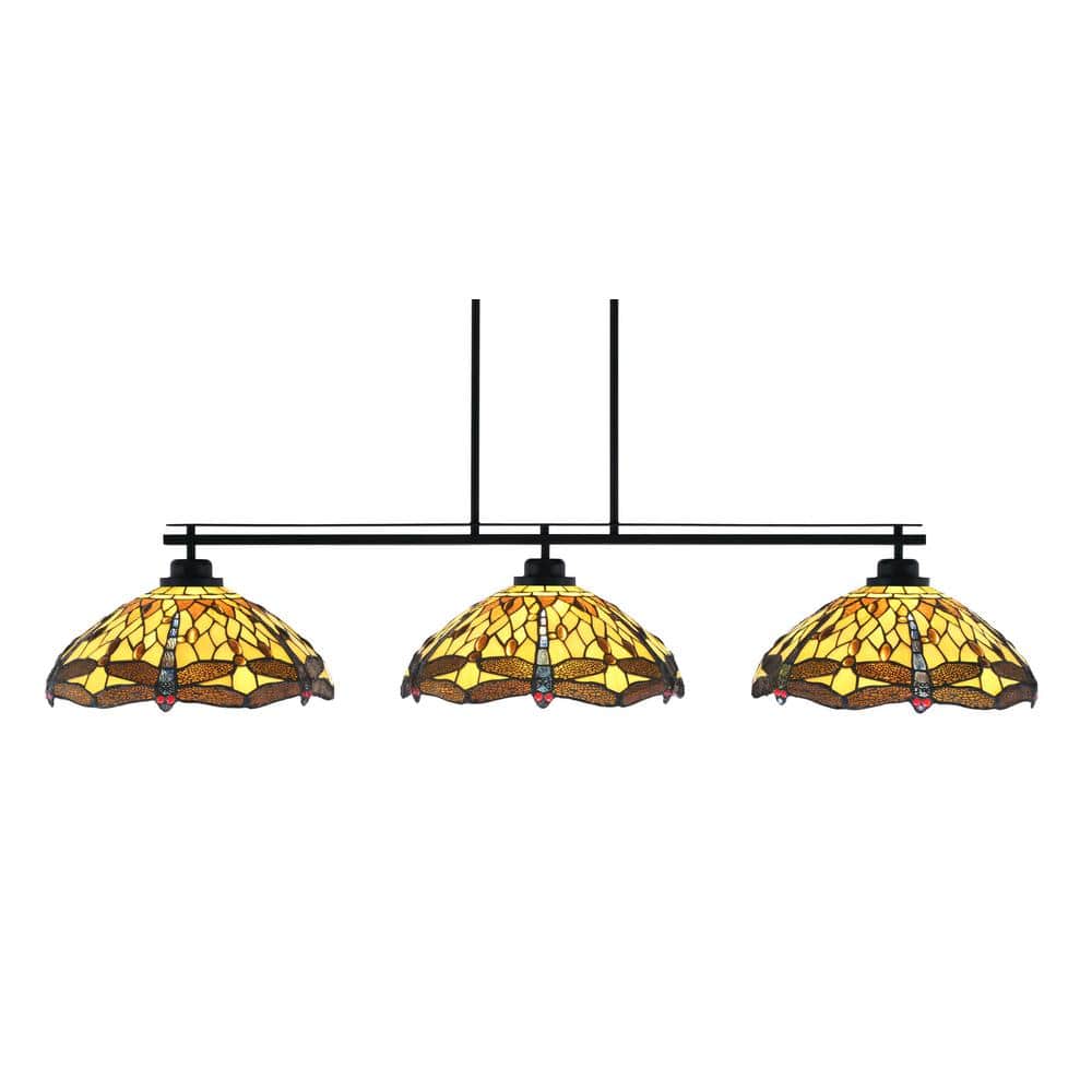 Monroe 3-Light Billiard Light, Round Fitter, Matte Black Finish, 16 in. Amb