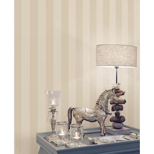 Smart Stripes 3 Beige Matte/Shiny Emboss Stripe Sheen Finish Non-Pasted Vinyl on Non-Woven Wallpaper Sample