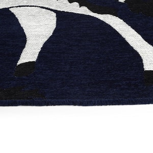 Forever Fauna Navy 2 ft. x 3 ft. Animal Print Throw Area Rug
