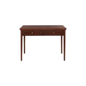 Royce 44 in. Rectangular Walnut Brown 2 Drawer Writing Desk with Solid Wood Material