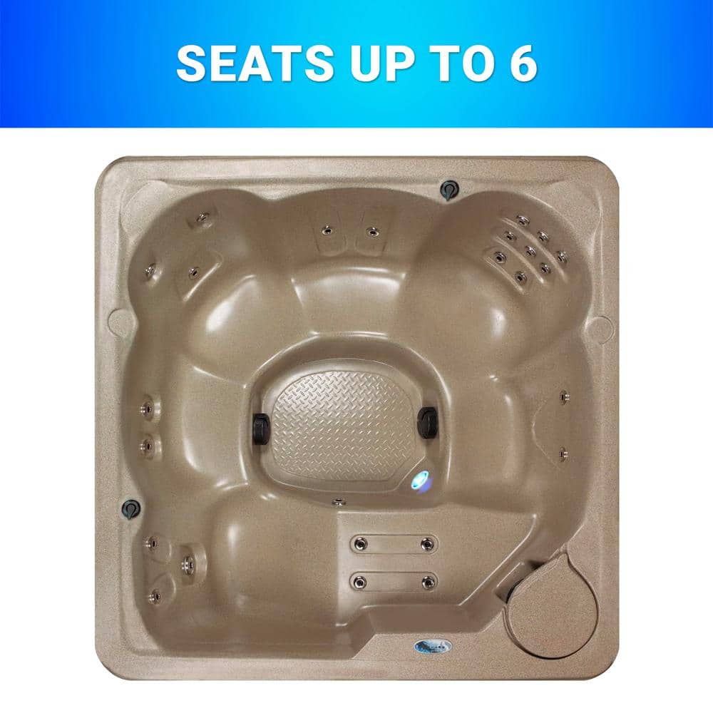 Cobblestone 6-Person Square Electric Hot Tub with 24 Jets