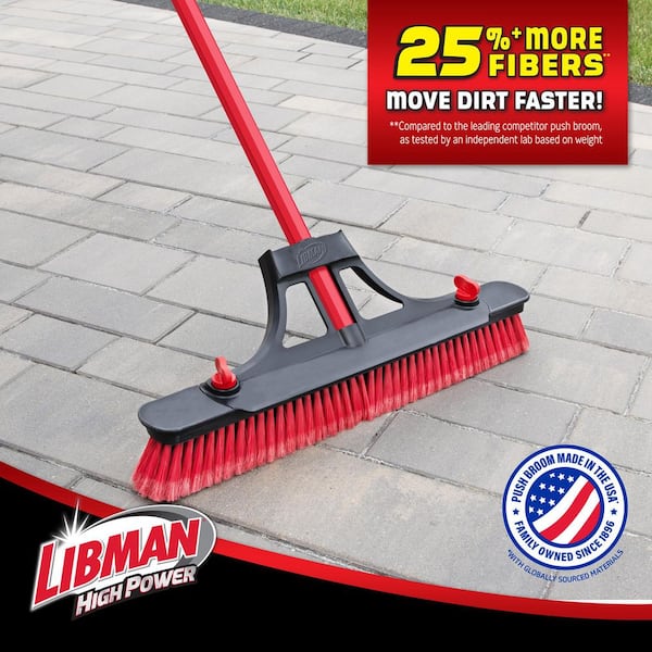 24 in. High Power Contractor Grade Multi-Surface Push Broom with Brace and Fiberglass Handle