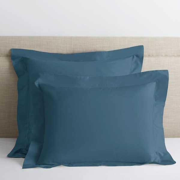 The Company Store Classic Solid Blue Stone 350-Thread Count Sateen King Sham