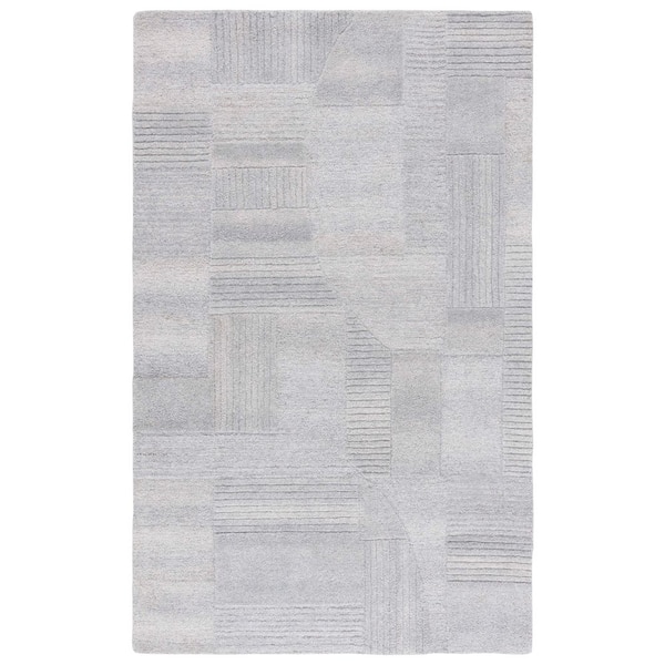 Harvest 6 ft. x 9 ft. Gray Solid Geometric Area Rug