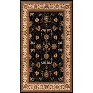 Majestic Black 9 in. 9 ft. x 13 ft. 3 in. Traditional Area Rug Large