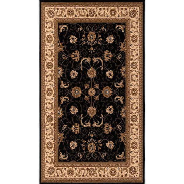 Rug Branch Majestic Black 2 ft. 3 in. x 15 ft. Traditional Runner Area Rug Transitional