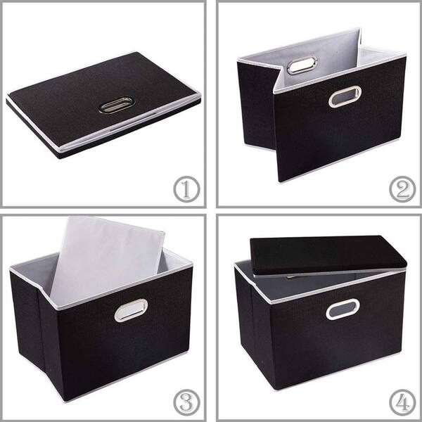 35 Qt. Fabric Storage Bin with Lid in Ivory (3-pack)