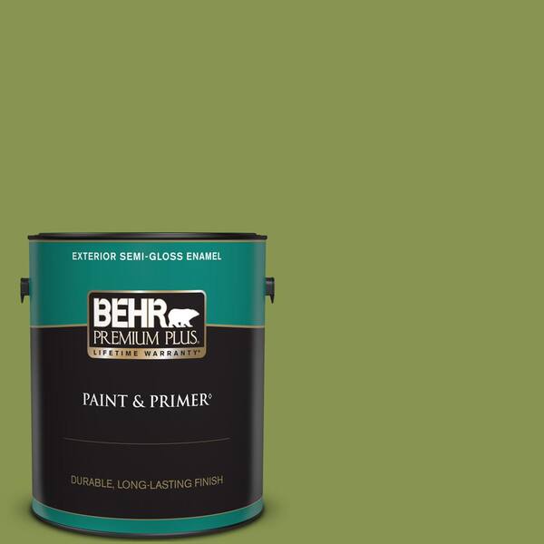 BEHR PREMIUM PLUS 1 gal. #M350-6 Frog Semi-Gloss Enamel Exterior Paint & Primer