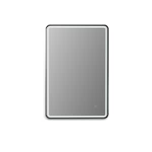 Viaggi 24 in. W x 36 in. H Small Rectangular Aluminum Framed LED Lighting Wall Bathroom Vanity Mirror in Matt Black