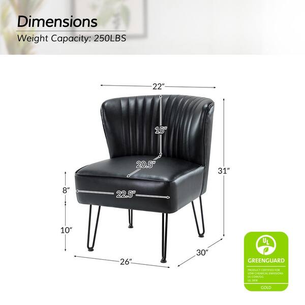 JAYDEN CREATION Christiano Modern Black Faux Leather Comfy Armless