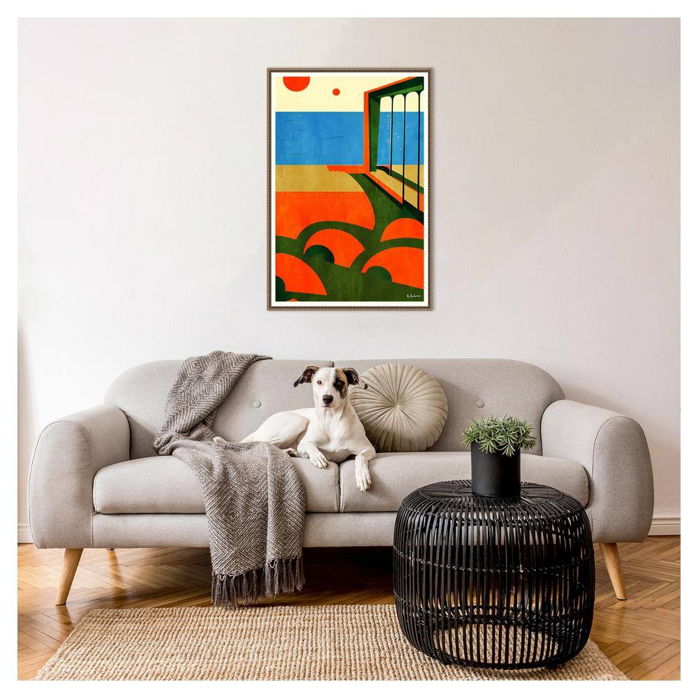 Large Abstract Beaded Framed Canvas Wall Art in Vibrant Colors