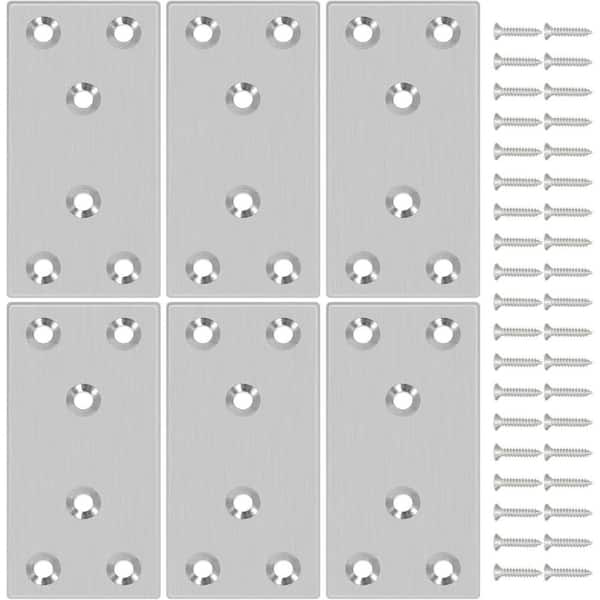 3.94'' x 1.97'' 1.8-Guage Stainless Steel Mending Plate Nail Stop Nail Plate 6-Pack with 36 Screws