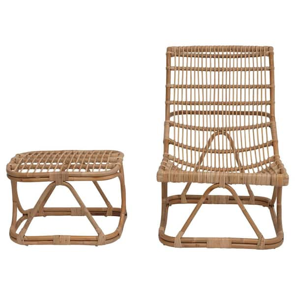 rattan chair with ottoman