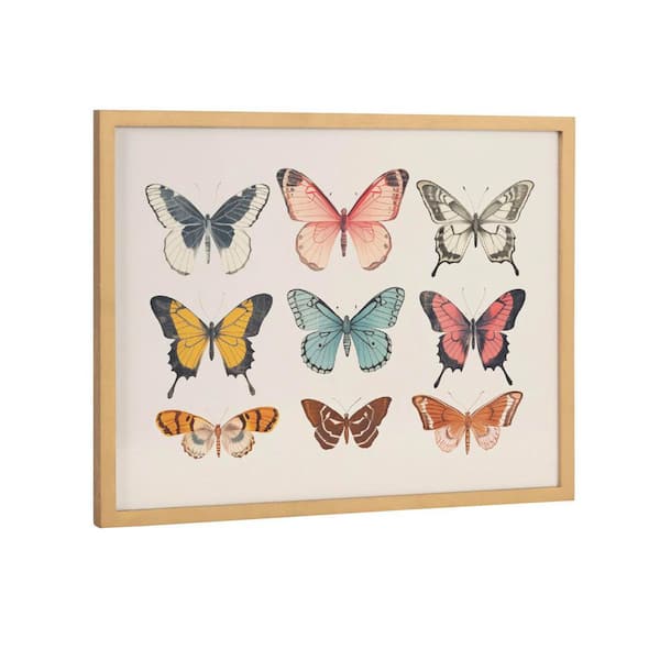 Kate and Laurel Gallery Vintage Style Muted Pastel Butterflies II by The Creative Bunch Studio Gold Framed Art Print 16 in. x 12 in.