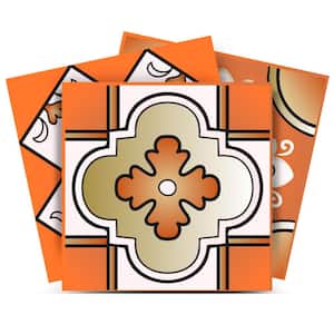 White, Orange M1 4 in. x 4 in. Vinyl Peel and Stick Tile (24 Tiles, 2.67 sq. ft./Pack)