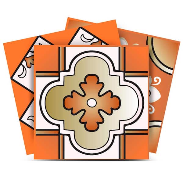 MI ALMA White, Orange M1 6 in. x 6 in. Vinyl Peel and Stick Tile (24 Tiles, 6 sq. ft./Pack)