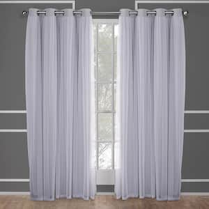 Catarina Cloud Grey Solid Lined Room Darkening Grommet Top Curtain, 52 in. W x 84 in. L (Set of 2)