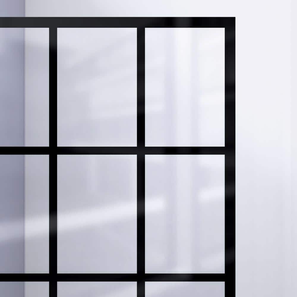French Linea 34" Black Frameless Frosted Glass Shower Door