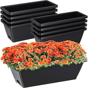 Casual 6.7 in. L x 17 in. W x 6 in. H .5 qts Weather Resistant Rectangle Dark Grey Indoor/Outdoor Plastic Planter Box