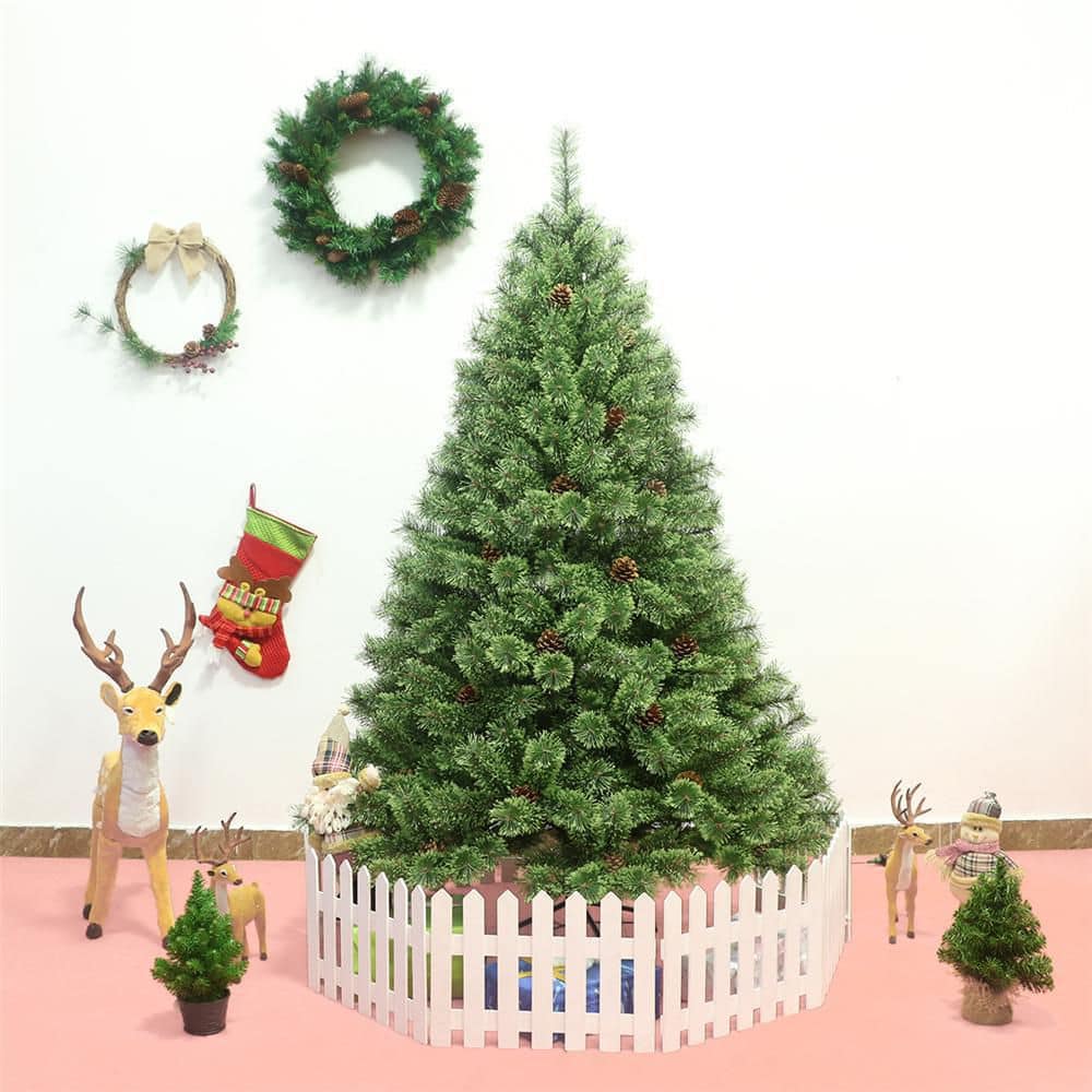 6ft Pre-Lit Pine Christmas Tree with Pine Cones and LED Lights