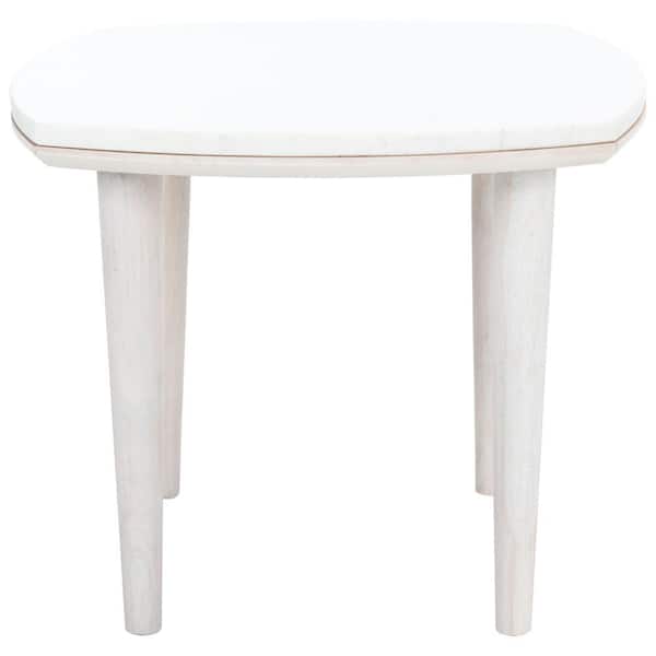 SAFAVIEH Lara 17.7 in. Whitewash Square Marble End Table