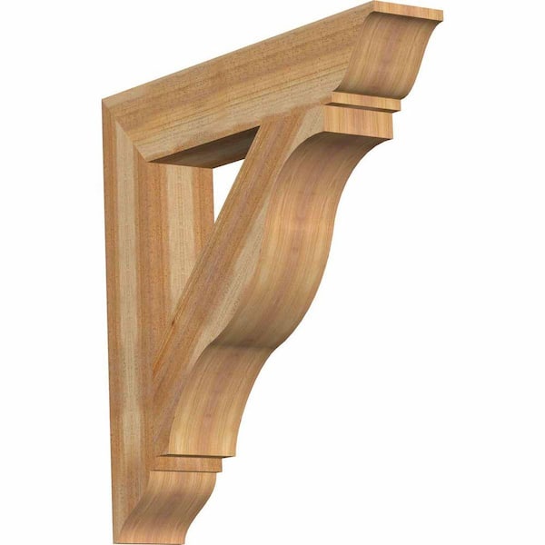 Ekena Millwork 6 in. x 34 in. x 34 in. Western Red Cedar Funston Traditional Rough Sawn Bracket