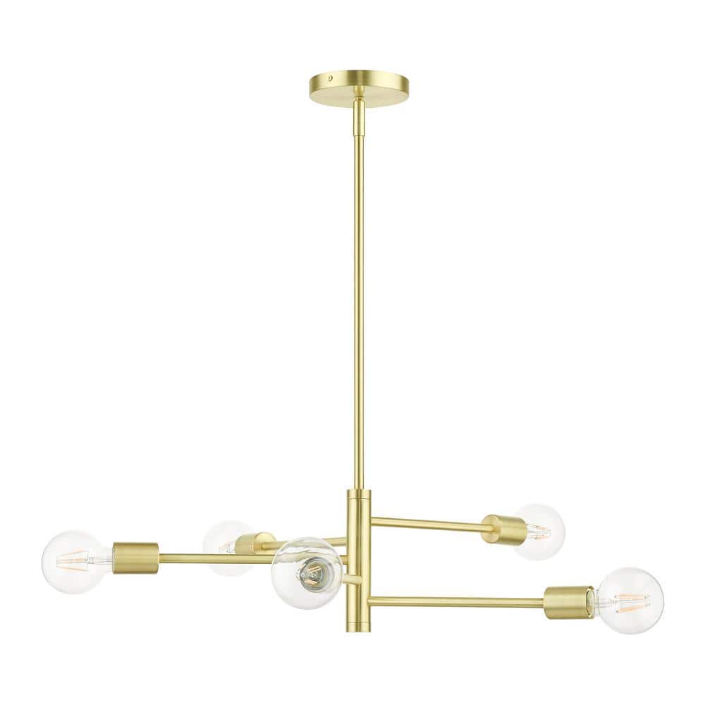 Bannister 5-Light Asymmetrical Satin Brass Chandelier