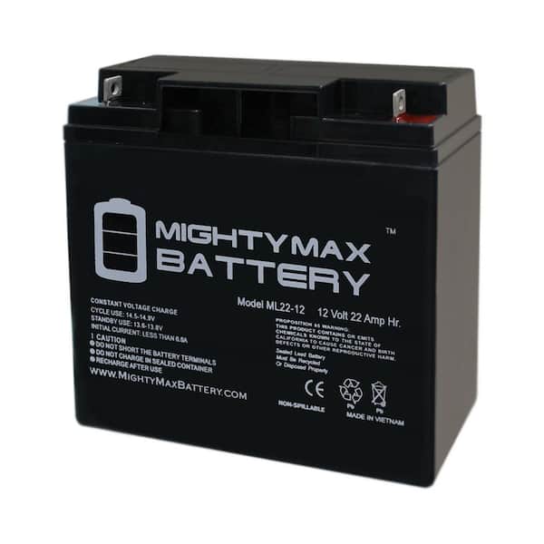 MIGHTY MAX BATTERY ML22-12 - 12V 22AH SLA Battery - T4 Terminals - for ZB-12-22