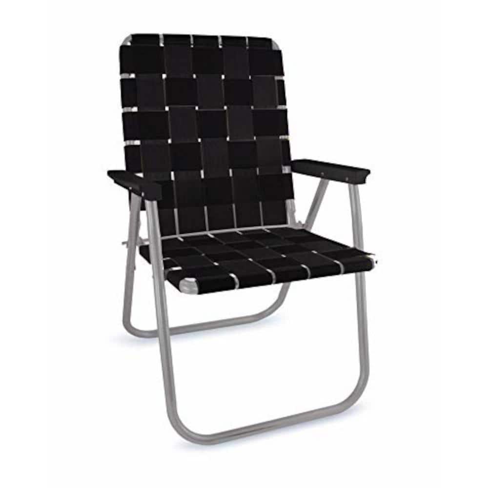 Durable Black Aluminum Lightweight Stackable Folding Lawn Chair with Black 