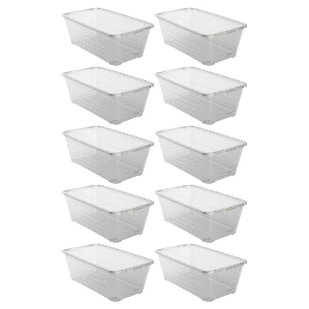 2 PACK Shoe Boxes Plastic Display Storage Boxes With Lids Tackable For Cloakroom Office Bedroom