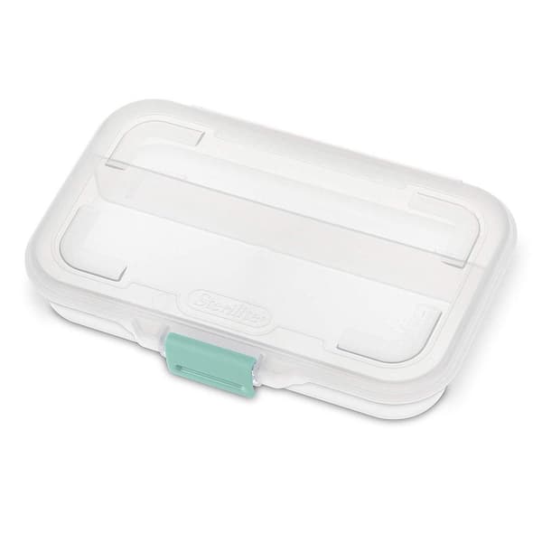 Sterilite Convenient Small Divided Clear Storage Box w/ Colored Latch (12 Pack)