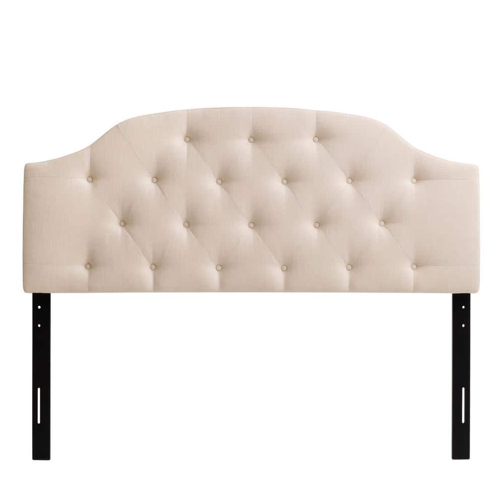 CorLiving Calera Cream Double/Full Diamond Button Tufted Fabric Arched ...