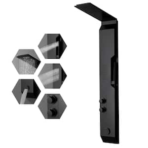 4-in-One 1-Jet Shower Panel Tower System With Rainfall Waterfall Shower Head,and Massage Body Jets in Matte Black