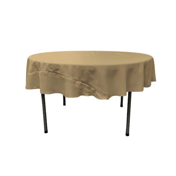 LA Linen Taupe 72 in. Round Polyester Poplin Tablecloth