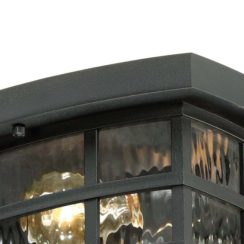 Mystic Black Coastal Armour Outdoor Flush Mount Light with Clear Water Glass