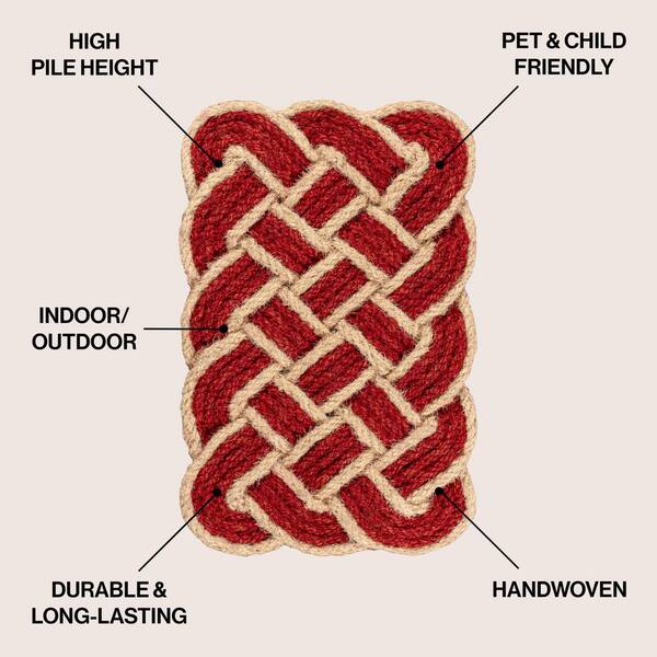 Maeve Classic Coastal Scalloped Basketweave Coir Red/Bleach 2 ft. x 3 ft. Indoor/Outdoor DoorMat