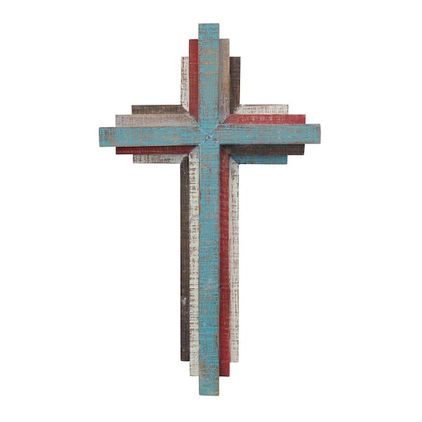 Stonebriar Accents of Faith 14 3D Multicolor Wooden Wall Cross