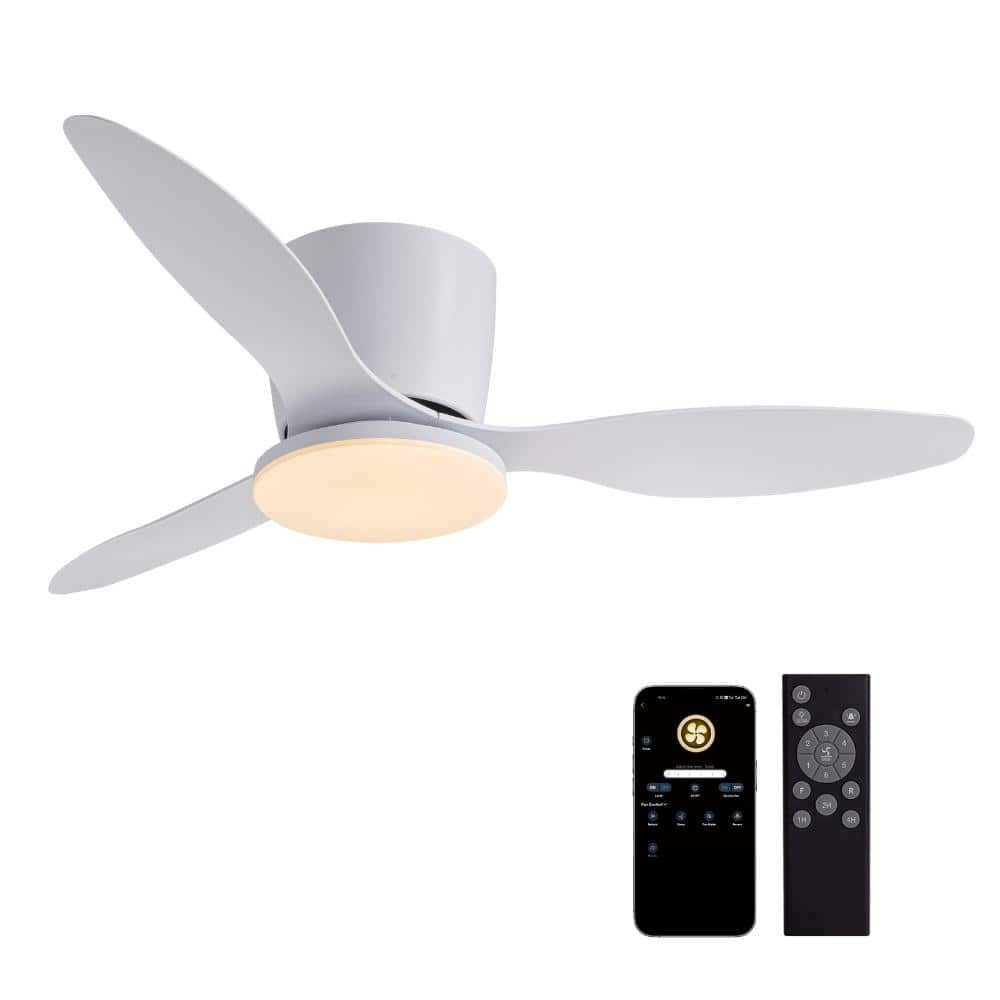 42 In. White Flush Mount Modern Low Noise Reversible Airflow DC Motor Ceiling Fan with LED Lights, Included Remote price history on PriceWatchPro