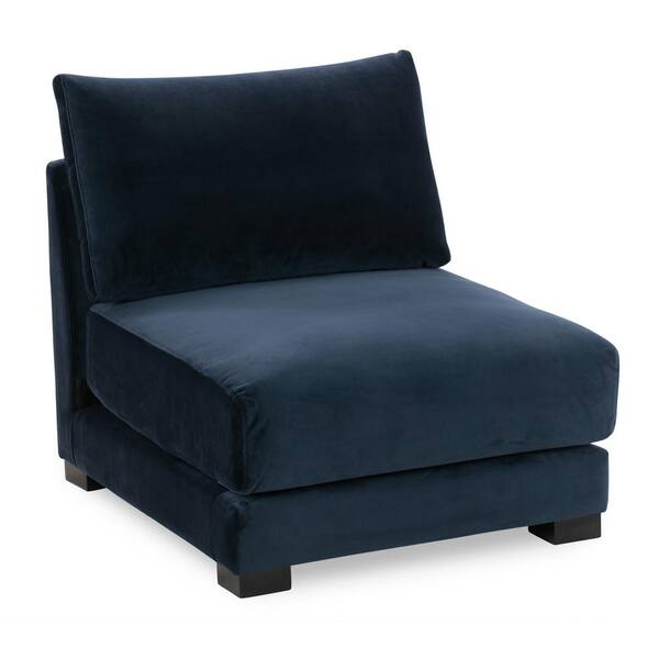 EDGEMOD Shelby Oxford Blue Fabric 3-Seater Armless Sectional Sofa Chair