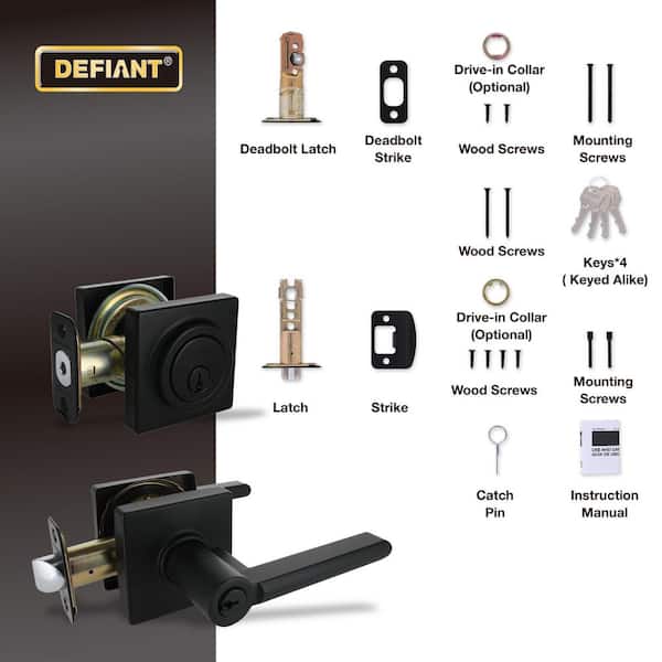 Defiant Tonebridge Matte Black Single Cylinder Combo Pack Square