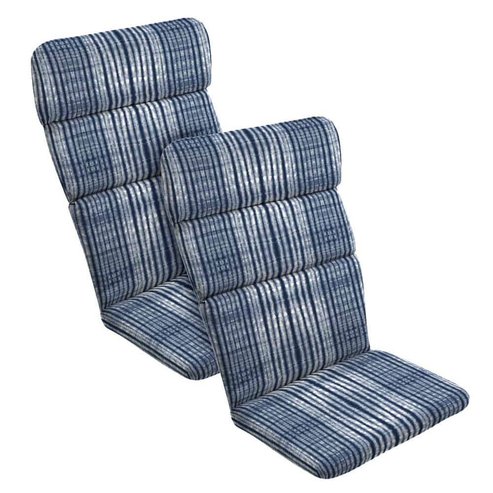 20 in. x 45.5 in. Outdoor Adirondack Cushion in Blue Shibori Stripe (2-Pack)