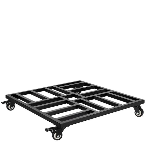 22 in. Black Metal Plant Caddy with Wheels Heavy Duty, Square Plant Dolly with Lockable Caster Wheels, 600 lb. Capacity